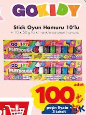 GOKİDY OYUNCAK STİCK OYUN HAMURU 10'LU fiyat ve kampanya bilgisi